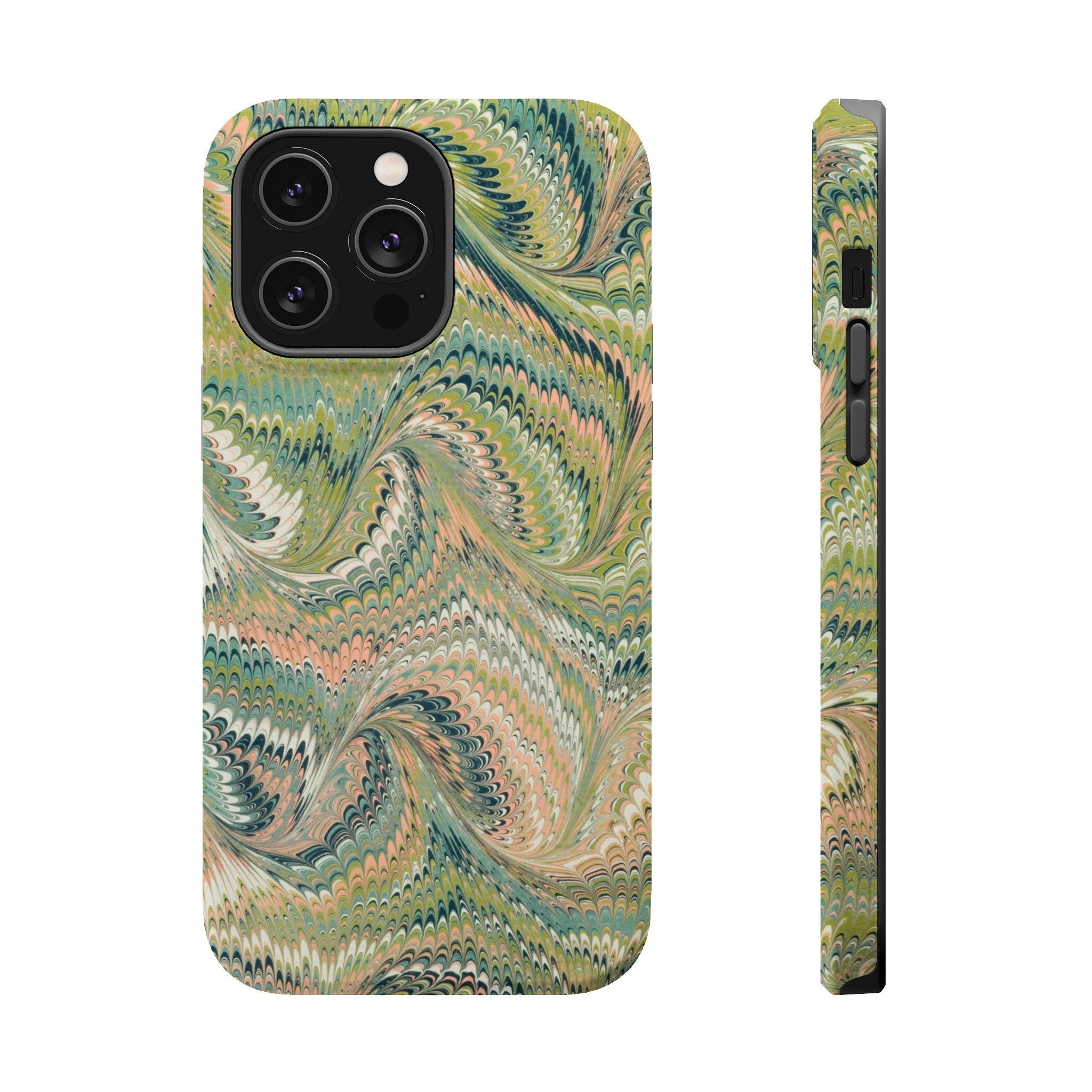 Green Pastel Italian Marble Design Magnetic MAG SAFE High Impact iPhone Cases