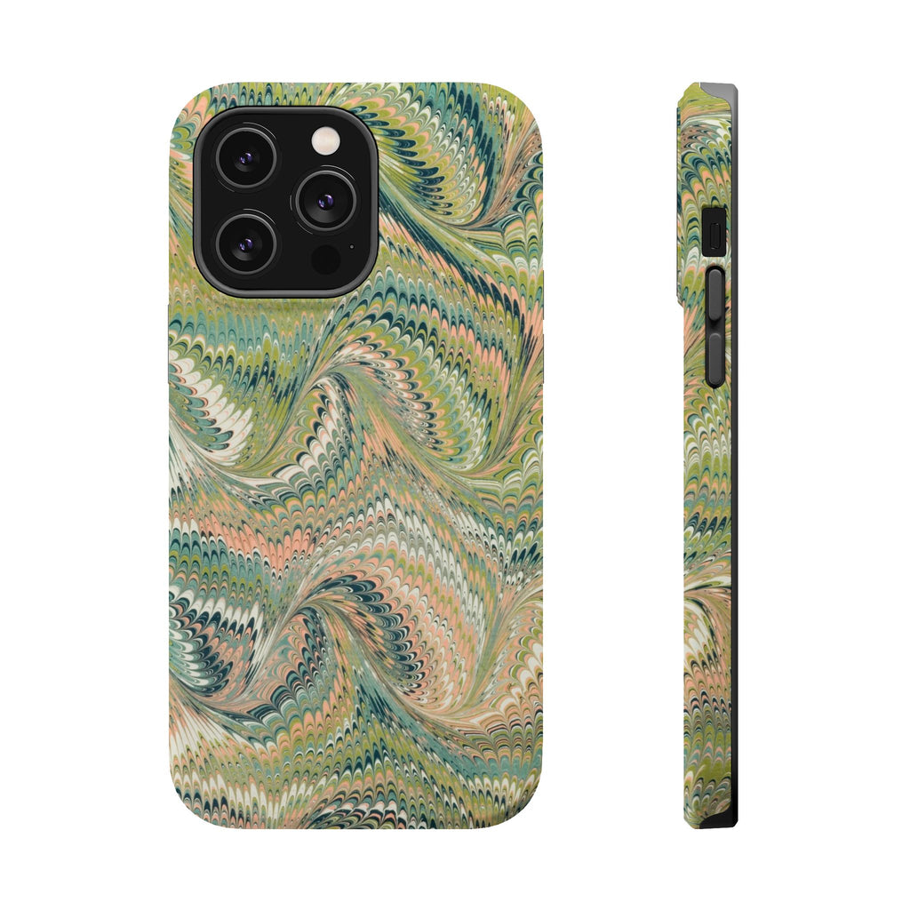 Green Pastel Italian Marble Design Magnetic MAG SAFE High Impact iPhone Cases