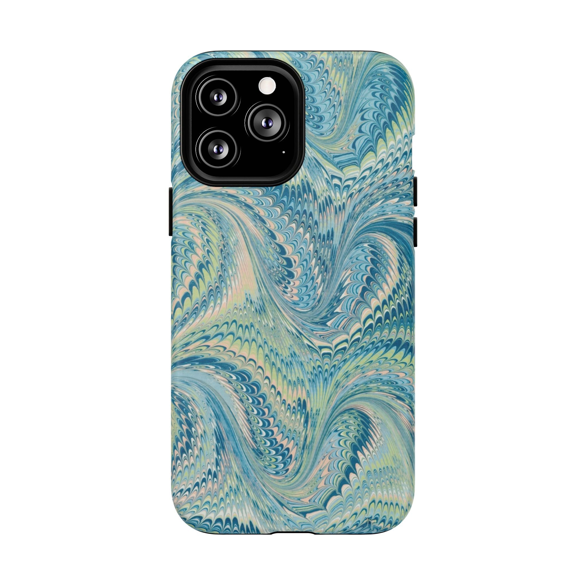 Aqua + Green Marble Phone Case - Impact-Resistant Durable - Dual Cover Design
