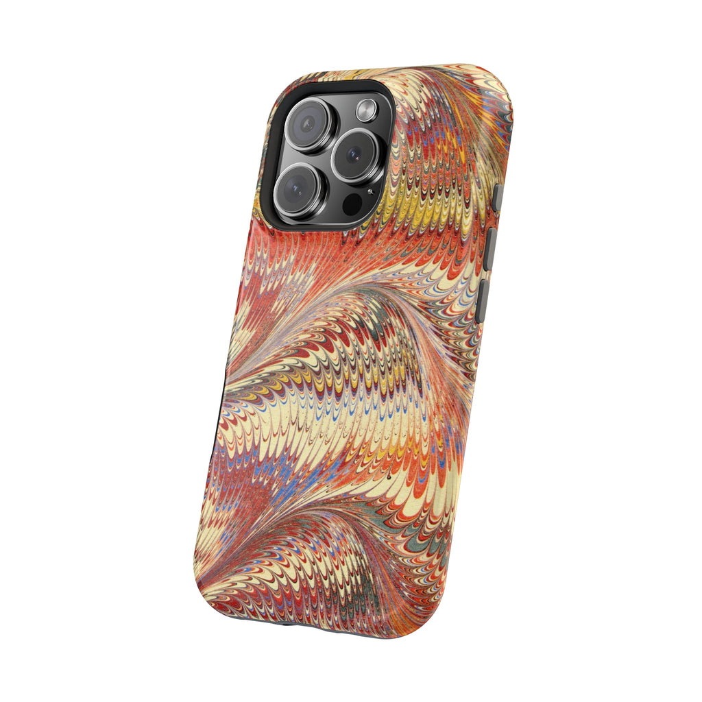 Rust + Gold Italian Marbled Design Magnetic MAG SAFE - Dual Layer Case - Glossy or Matte