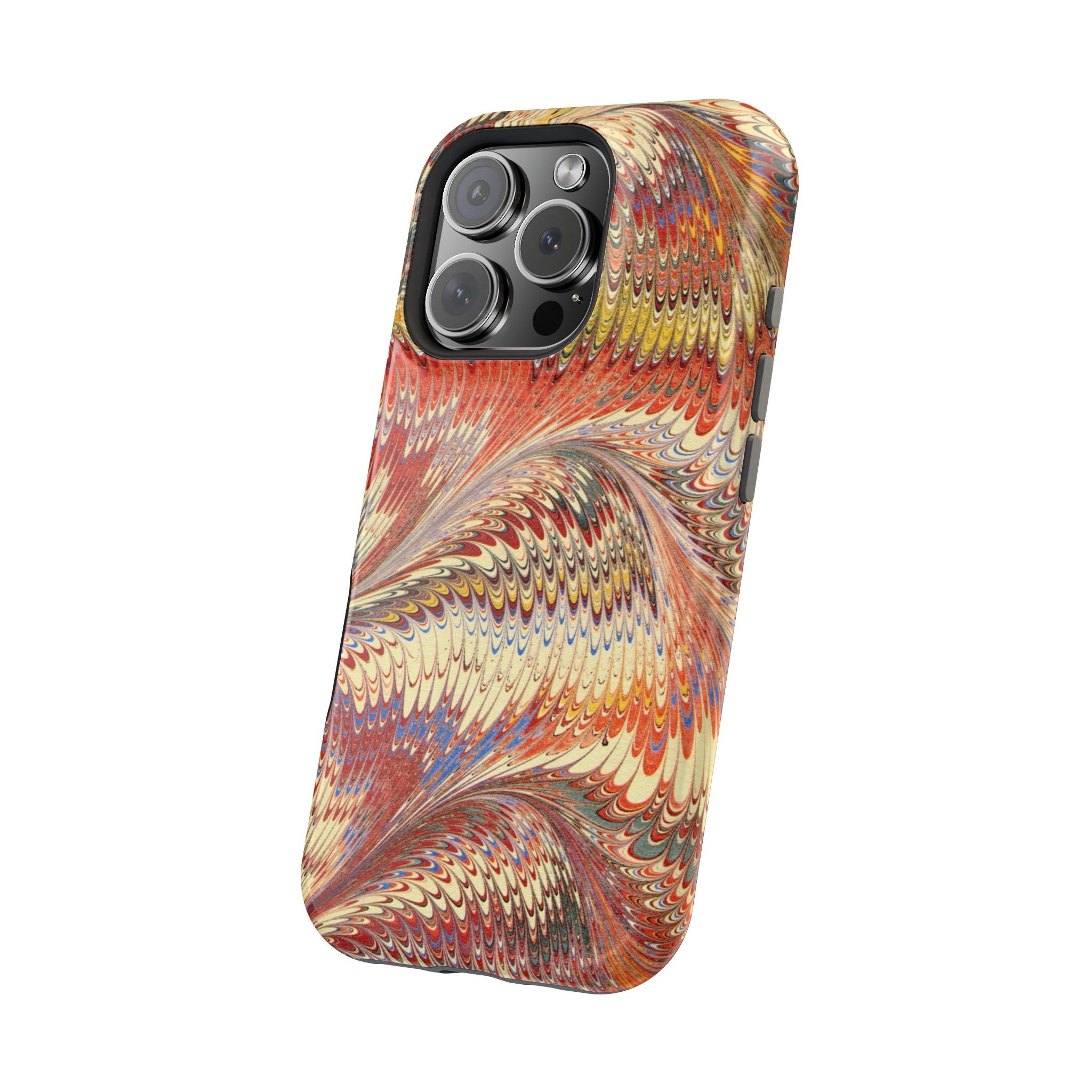 Rust + Gold Italian Marbled Design Magnetic MAG SAFE - Dual Layer Case - Glossy or Matte