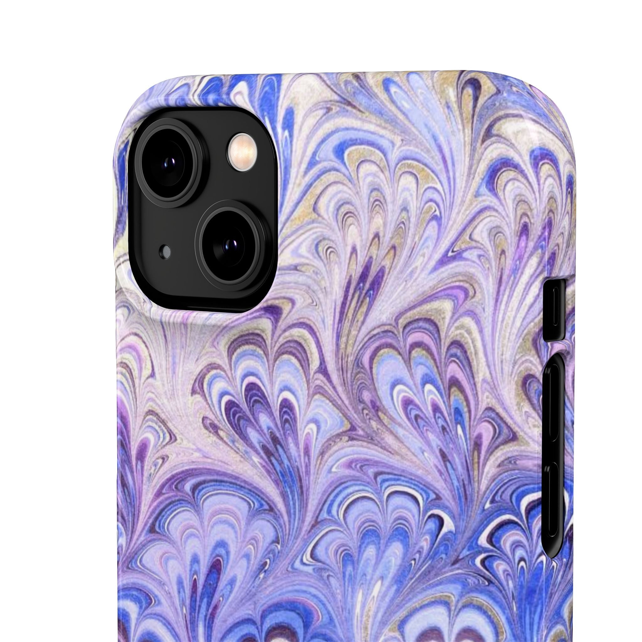 Marbled Feather Lavender + Purple Swirl - Single Layer Slim Phone Case