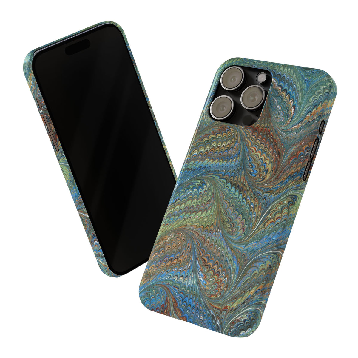 Blue and Green Swirl - Single Layer Glossy Phone Case