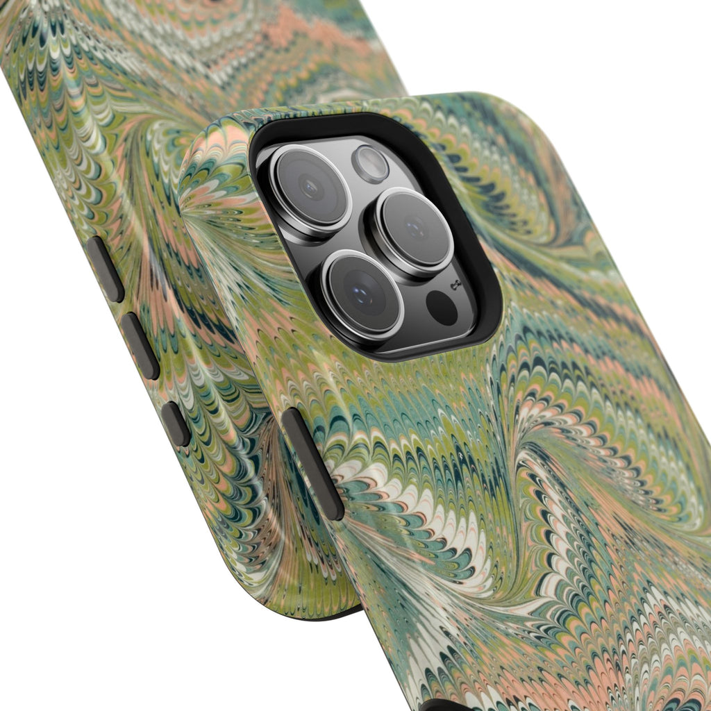 Green Pastel Italian Marble Design Magnetic MAG SAFE High Impact iPhone Cases