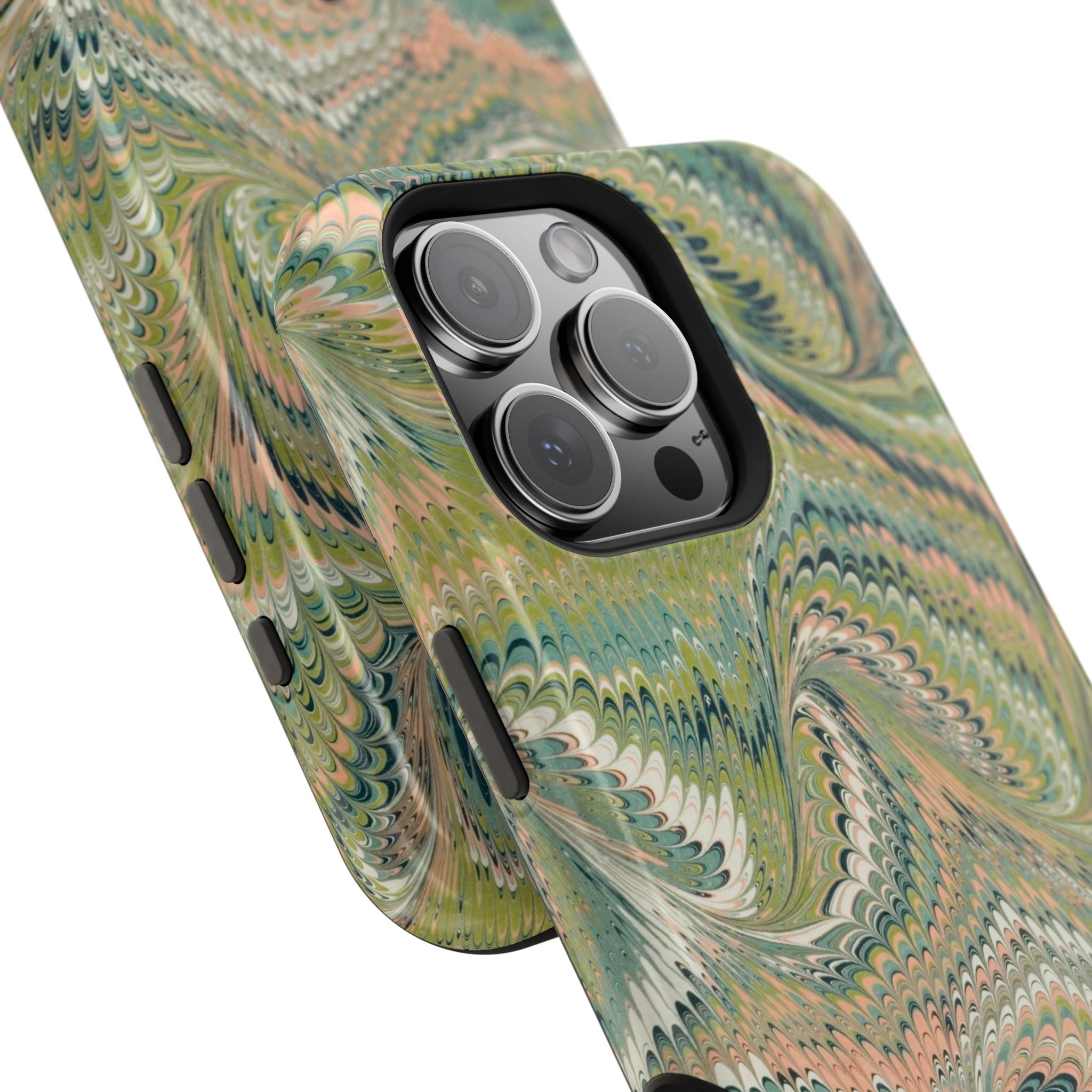 Green Pastel Italian Marble Design Magnetic MAG SAFE High Impact iPhone Cases