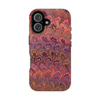 Mag Safe Marble iPhone Case - Red, Burgundy, Lavender & Gold Impact-Resistant