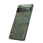 Marbled Peacock Durable Phone Case - Olive Green and Brown - Matte or Glossy