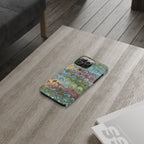 Phone Case with Design from Italy - Marbled "Peacock" Design, Green, Blue, Multi-Color Slim Phone Cases