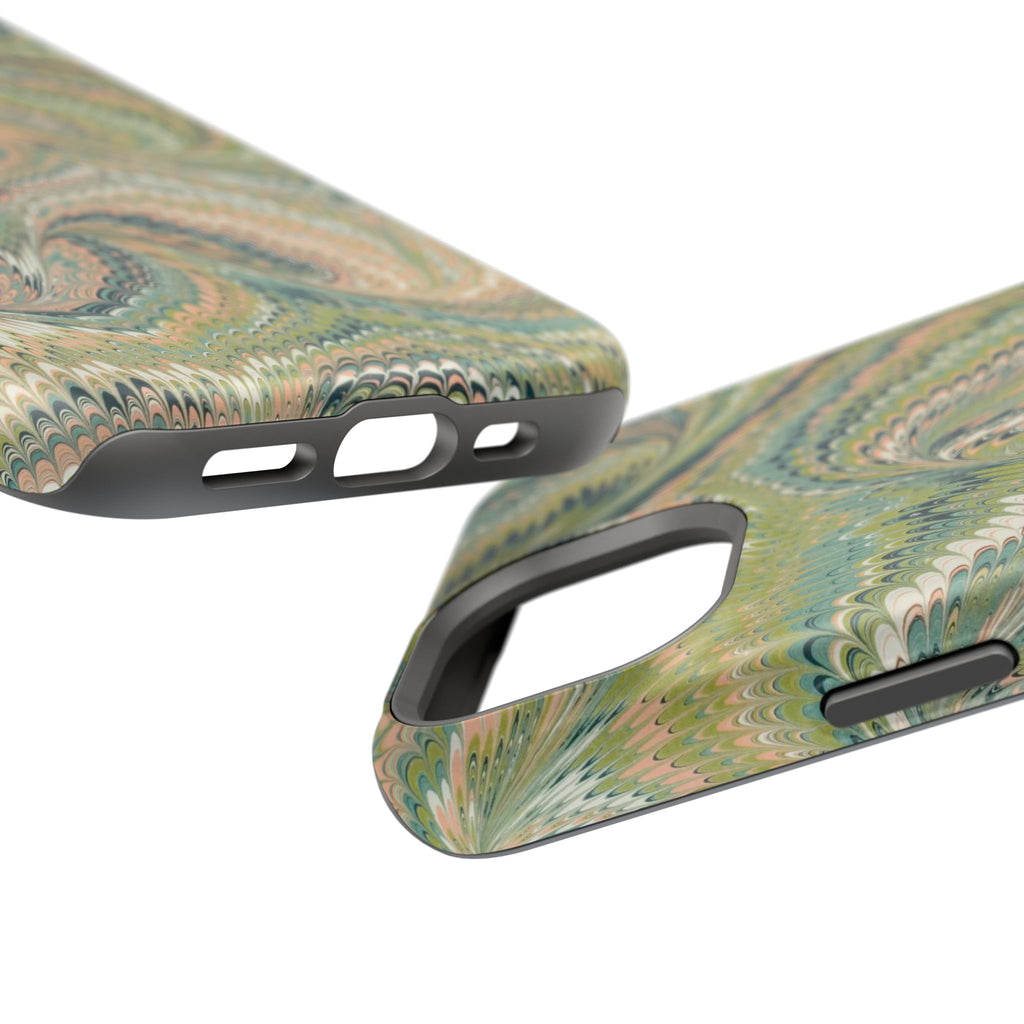 Green Pastel Italian Marble Design Magnetic MAG SAFE High Impact iPhone Cases