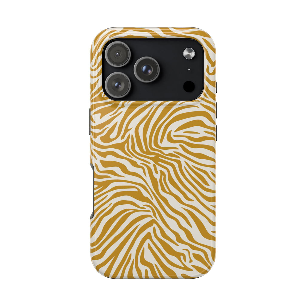 Zebra Print Golden Yellow + White - Dual Layer Phone Case