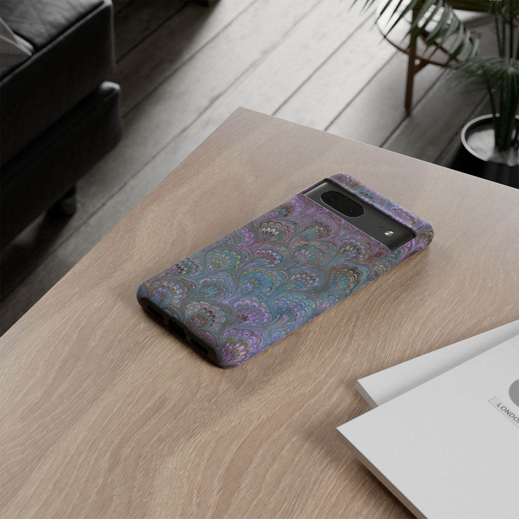 Lavender Marbled Peacock Durable Phone Case - Matte or Glossy