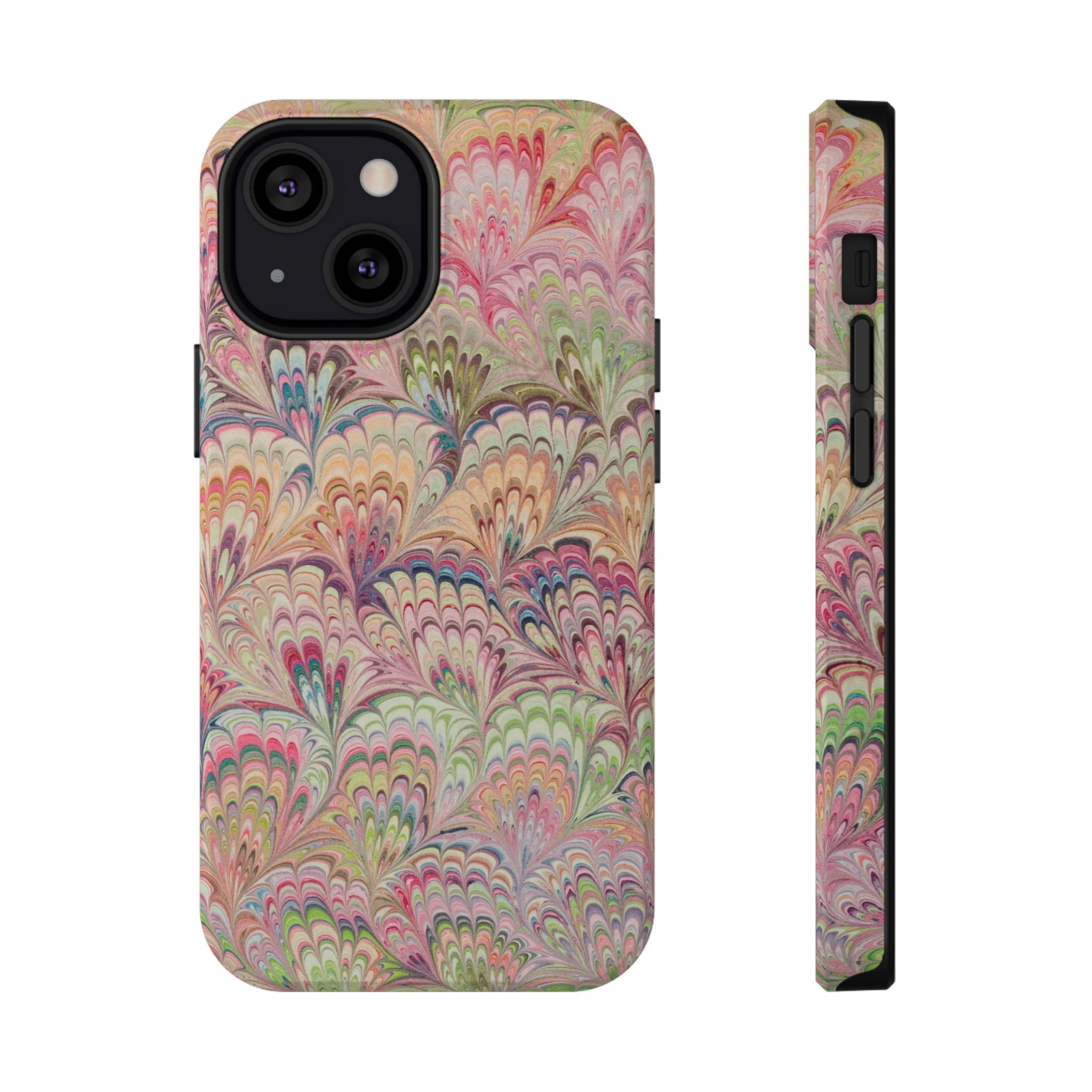 Marbled Pastel Pink and Green Impact-Resistant Phone Case for Apple + Samsung