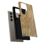 Beige and Blue Marbled Durable Phone Case - Dual Layer - Matte or Glossy