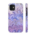 Marbled Feather Lavender + Purple Swirl - Single Layer Slim Phone Case