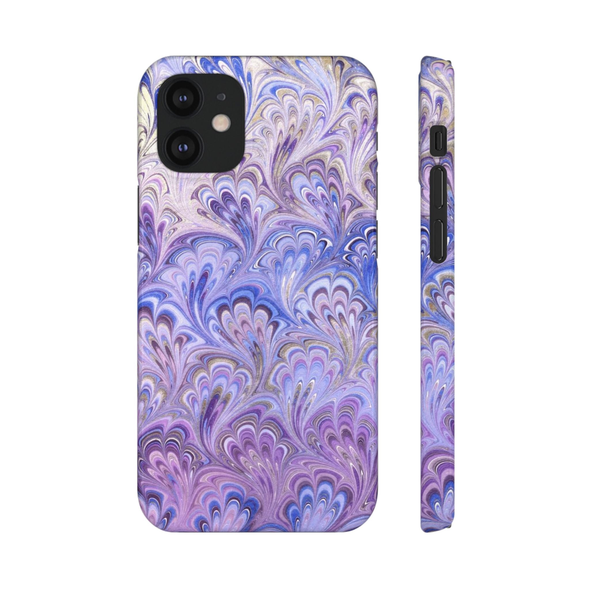 Marbled Feather Lavender + Purple Swirl - Single Layer Slim Phone Case