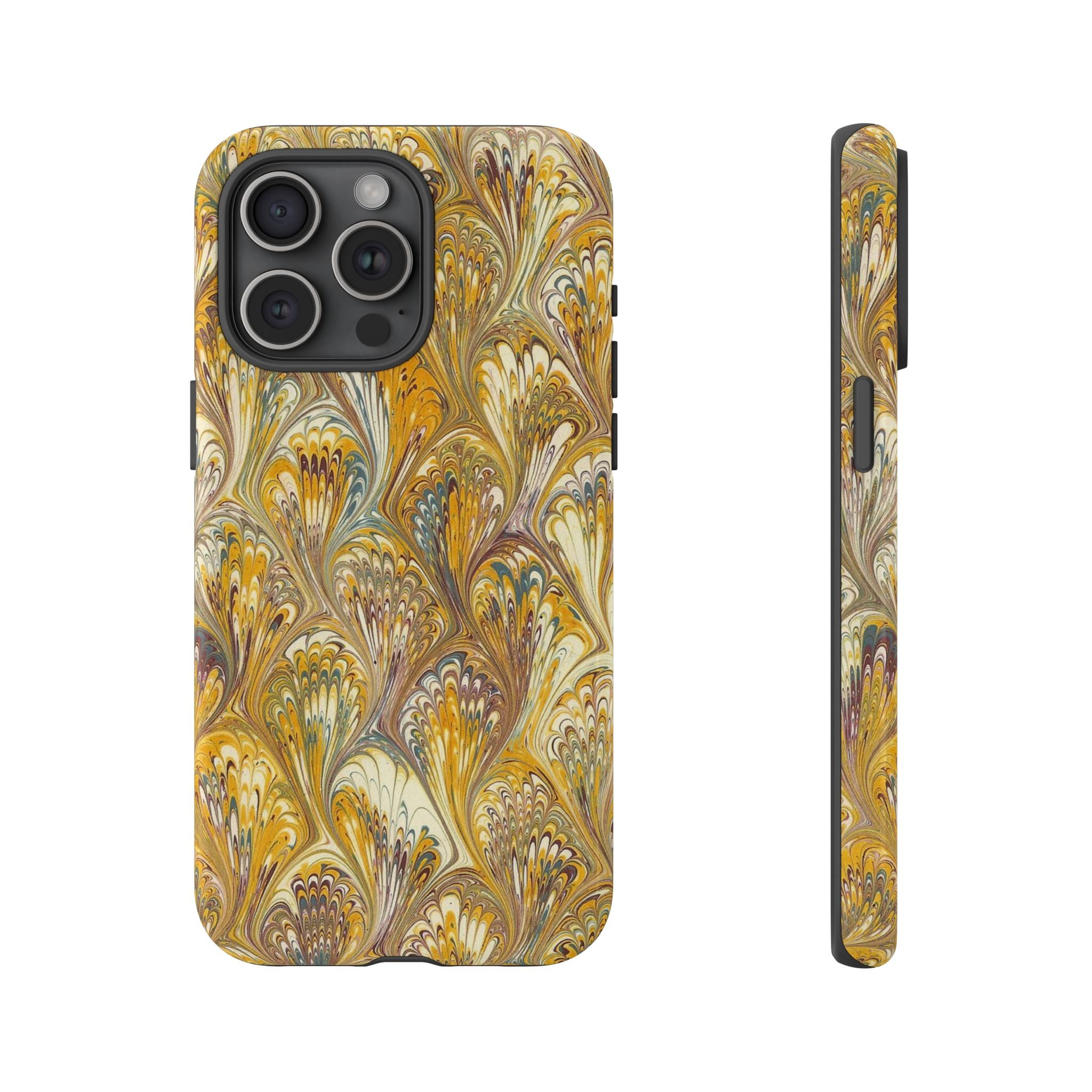 Golden Yellow Marbled Italian Phone Case - Dual Layer - Matte or Glossy