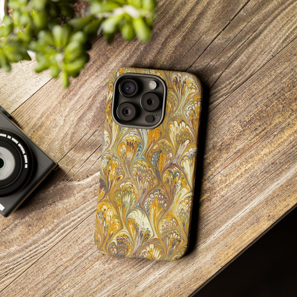 Golden Yellow Marbled Italian Phone Case - Dual Layer - Matte or Glossy