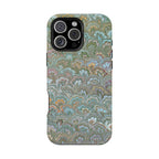 Green, Blue, + White Marbled Peacock - Dual Layer MAG SAFE Phone Case
