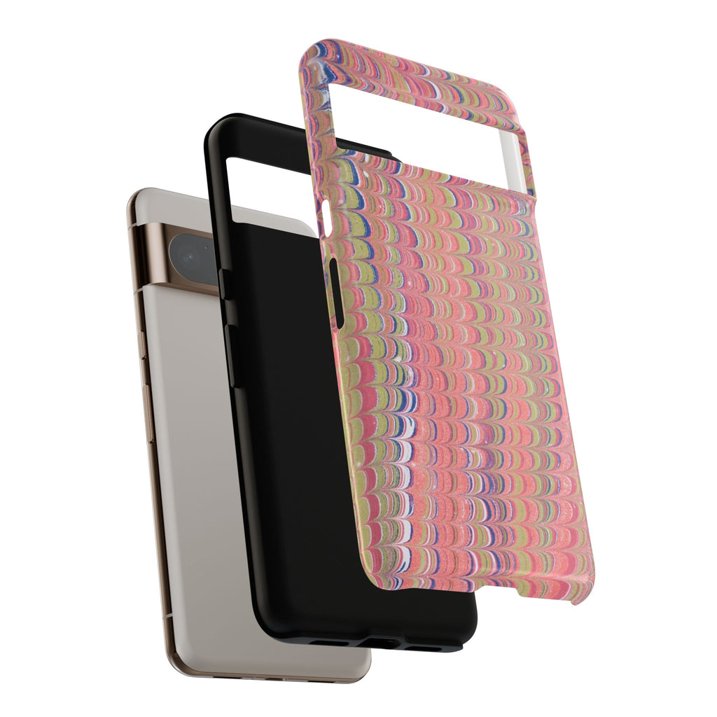 Pink Pastels Feather Marbled Vintage Design iPhone 16 + Samsung + Apple + Google - all models
