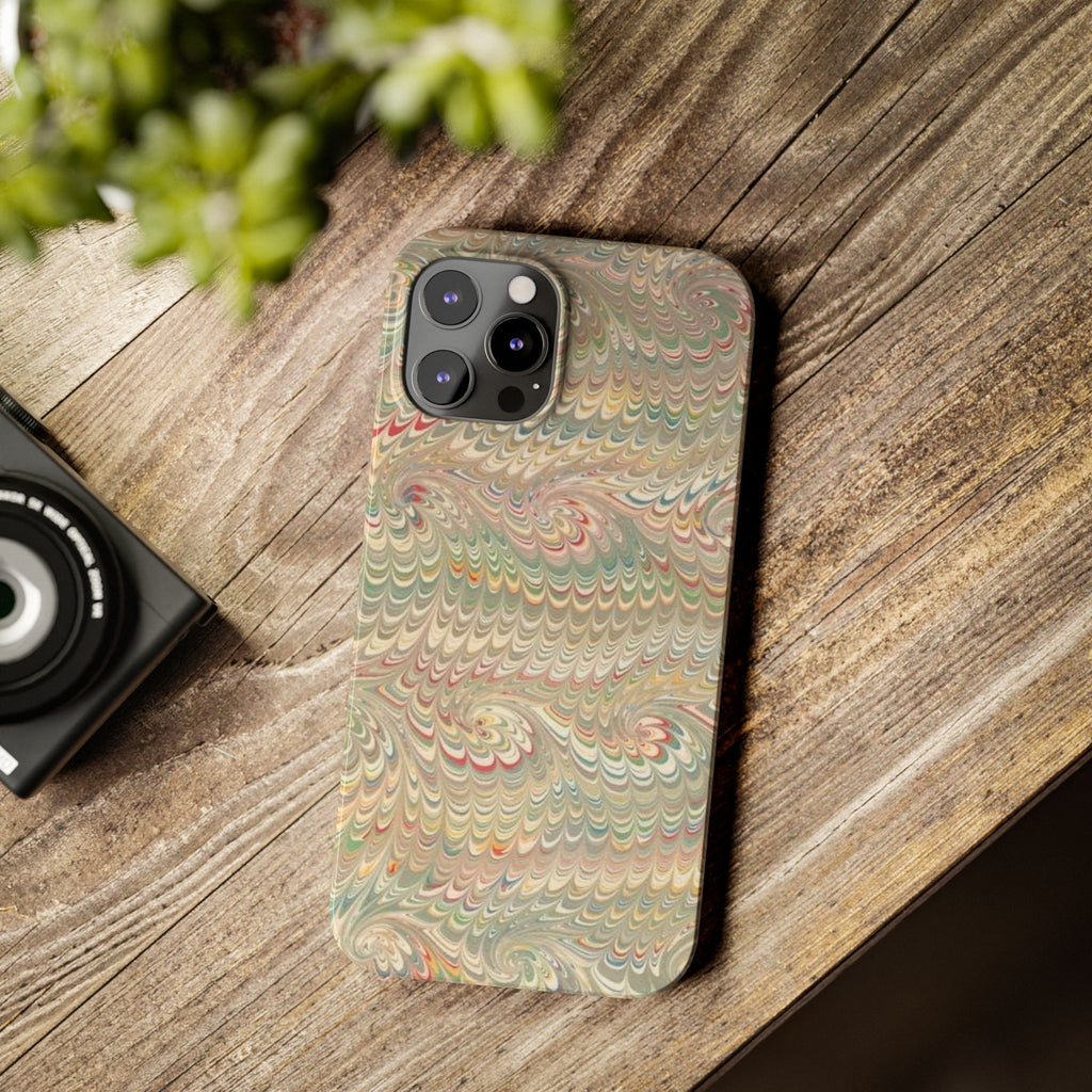 Beige Swirl Marbled Feather Phone Case