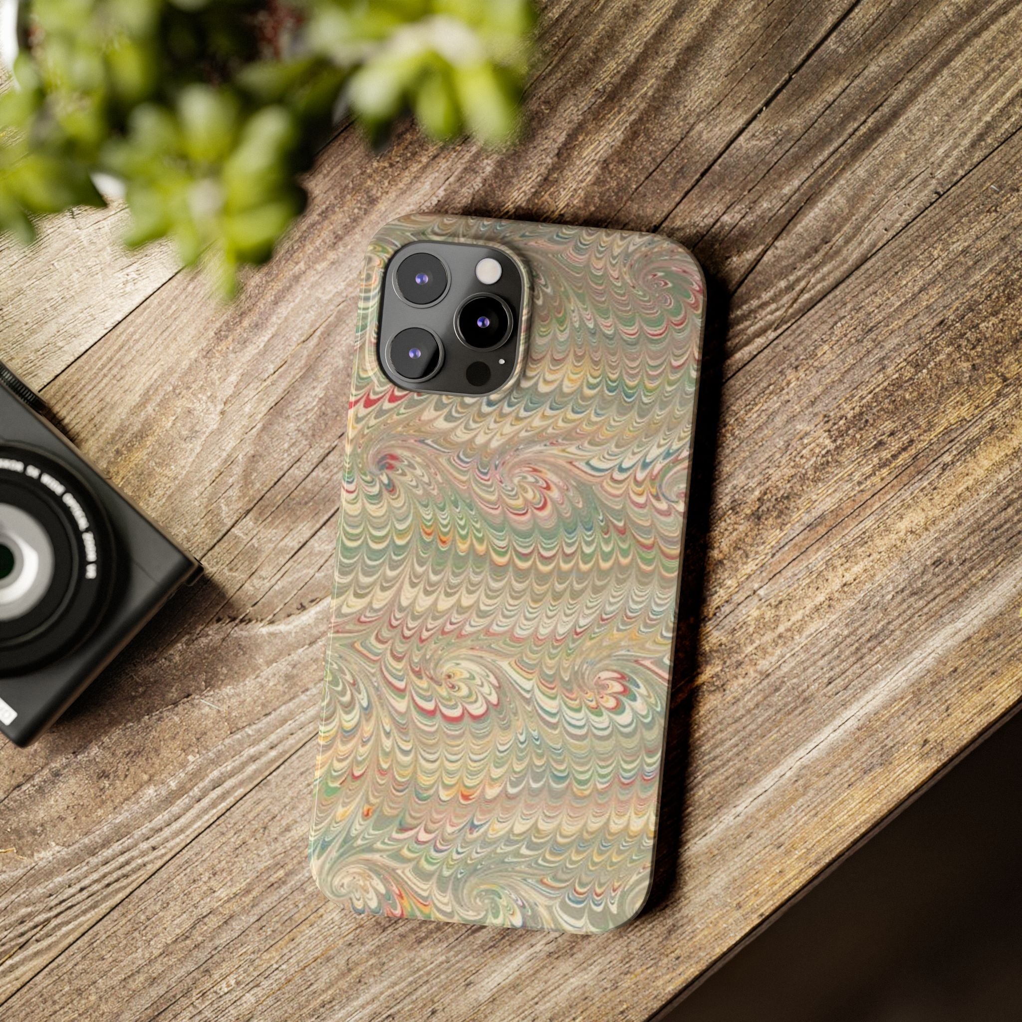 Beige Swirl Marbled Feather Phone Case