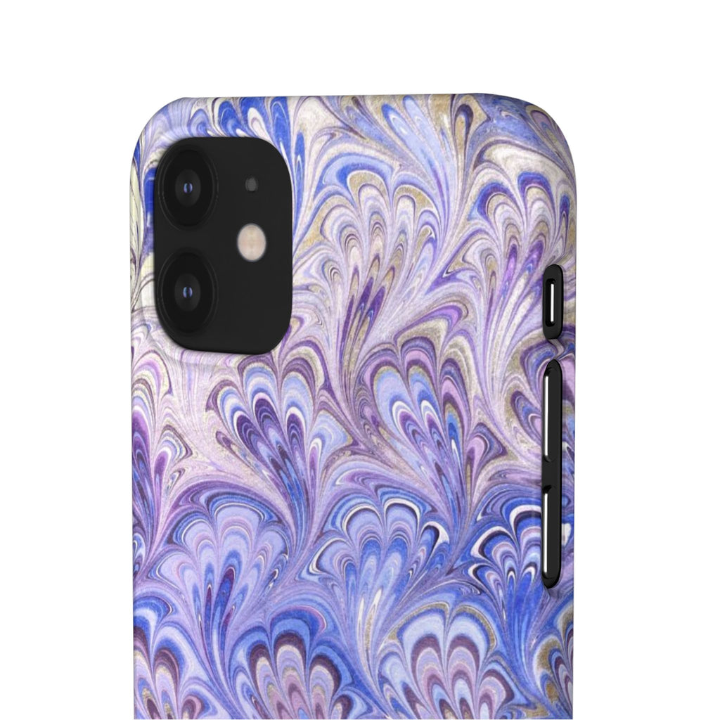 Marbled Feather Lavender + Purple Swirl - Single Layer Slim Phone Case