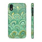 Marbled Feather Green Swirl - Single Layer Slim Phone Case