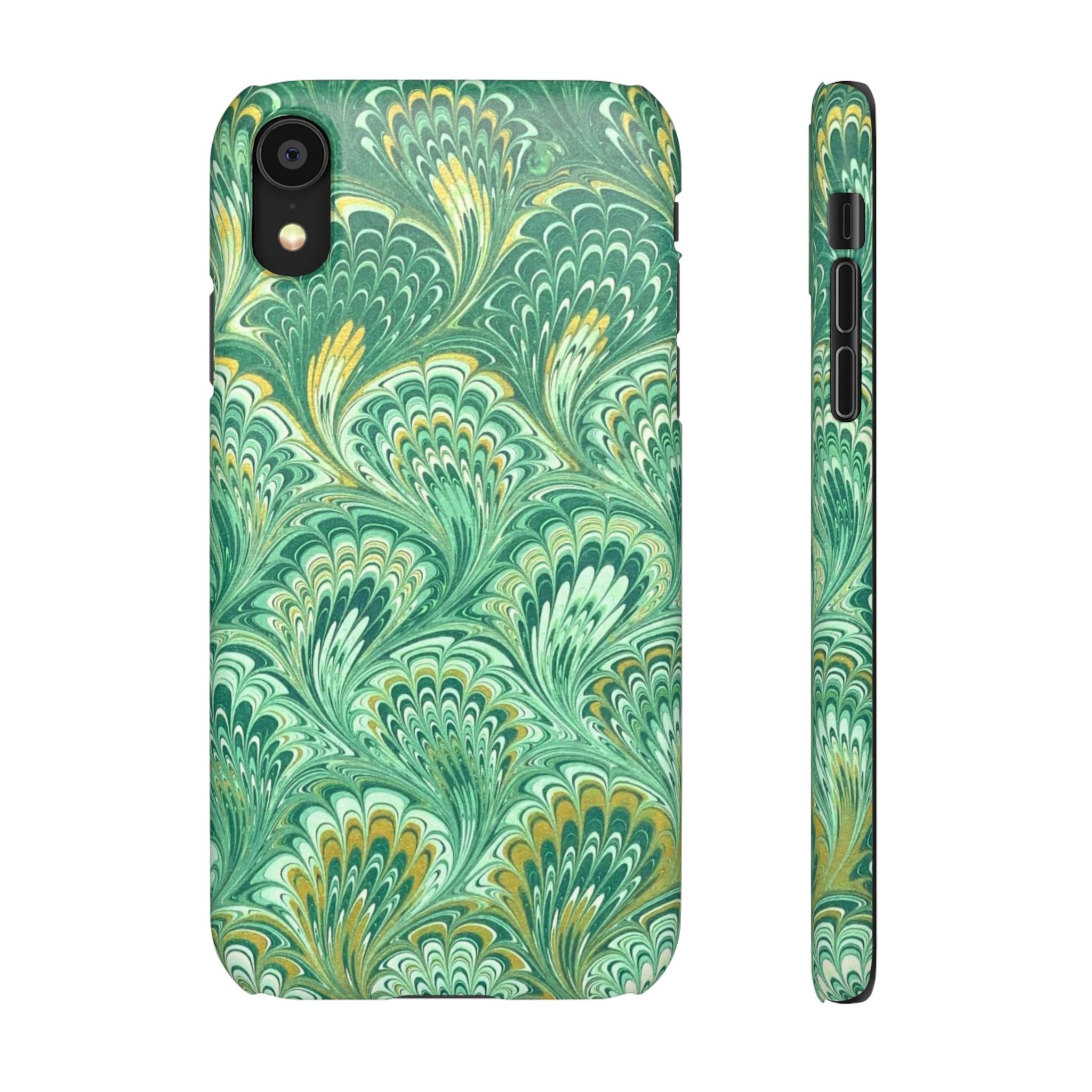 Marbled Feather Green Swirl - Single Layer Slim Phone Case