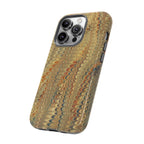 Beige and Blue Marbled Durable Phone Case - Dual Layer - Matte or Glossy