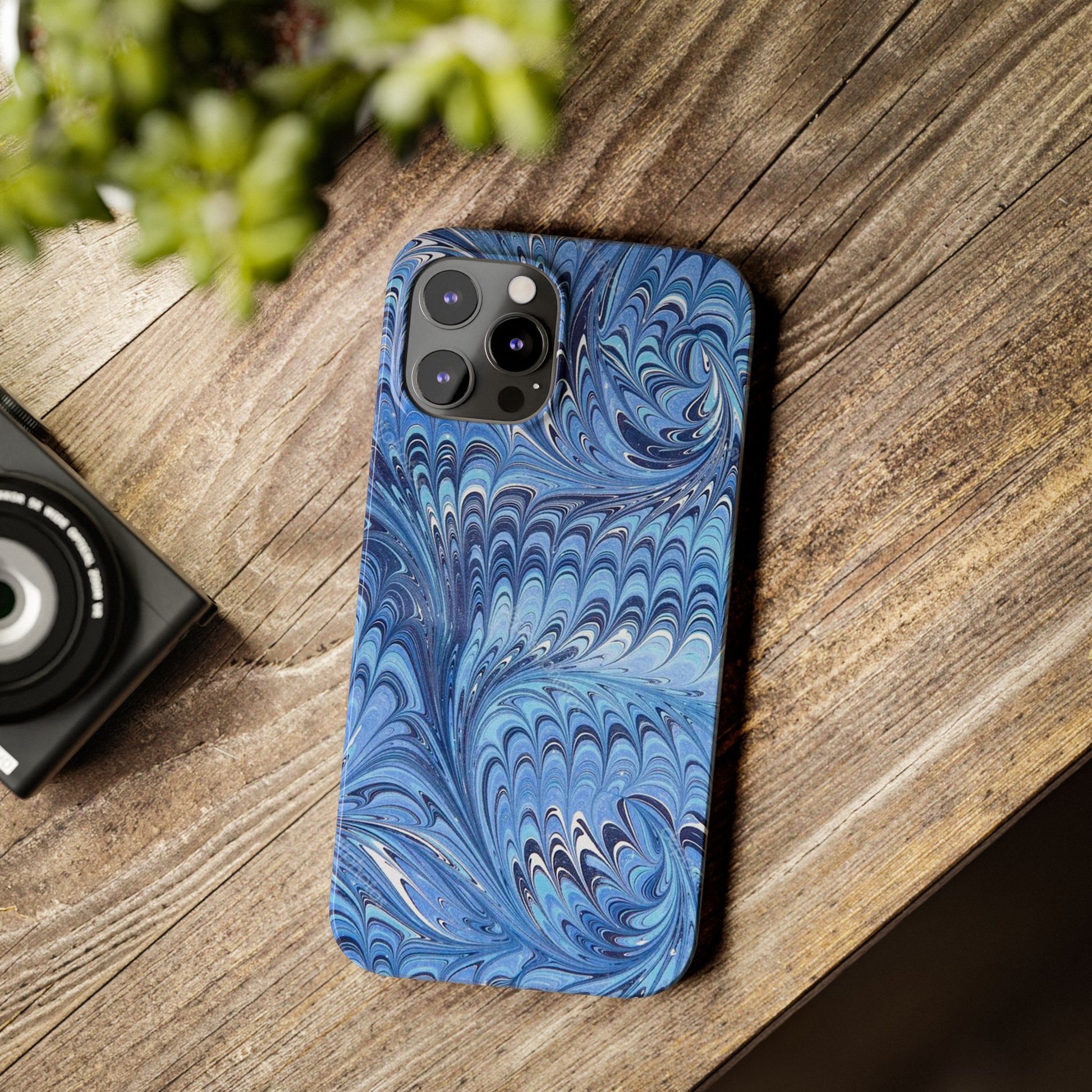 Blue Italian Marbled Design, Green and Blue Pallet, Slim Phone Case