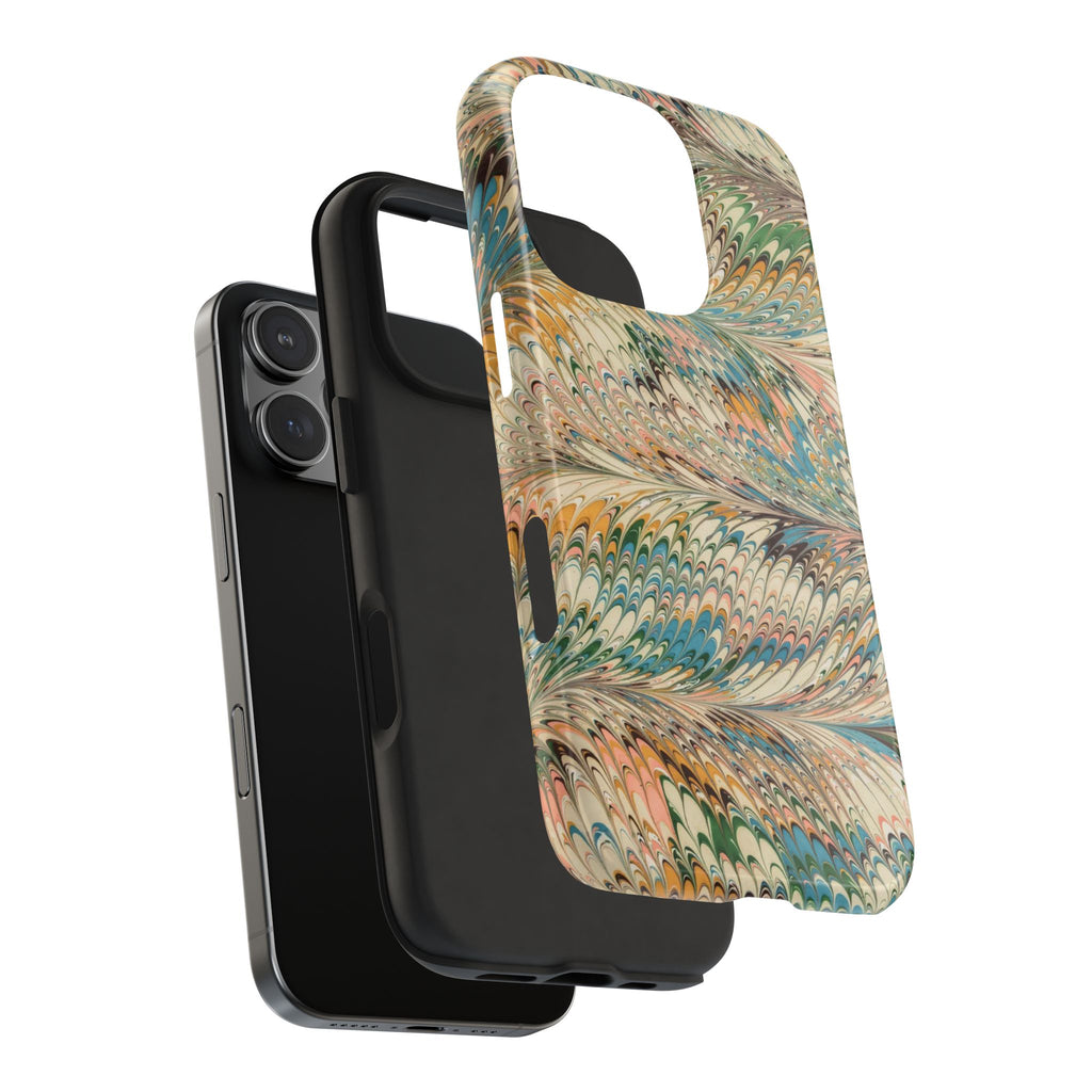 Beige, Blue, and Pinks Marbled Design Dual Layer Phone Case