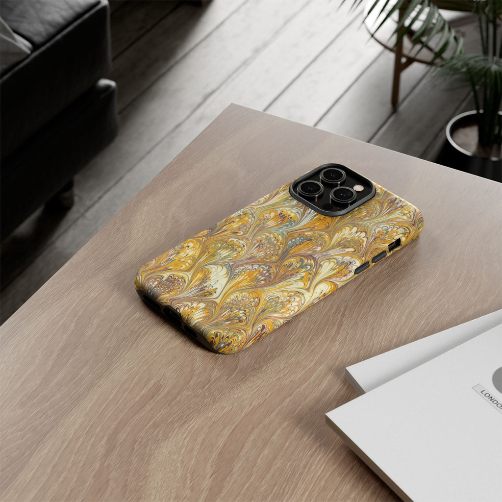 Golden Yellow Marbled Italian Phone Case - Dual Layer - Matte or Glossy