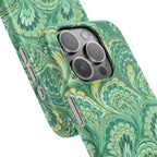 Marbled Feather Green Swirl - Single Layer Slim Phone Case