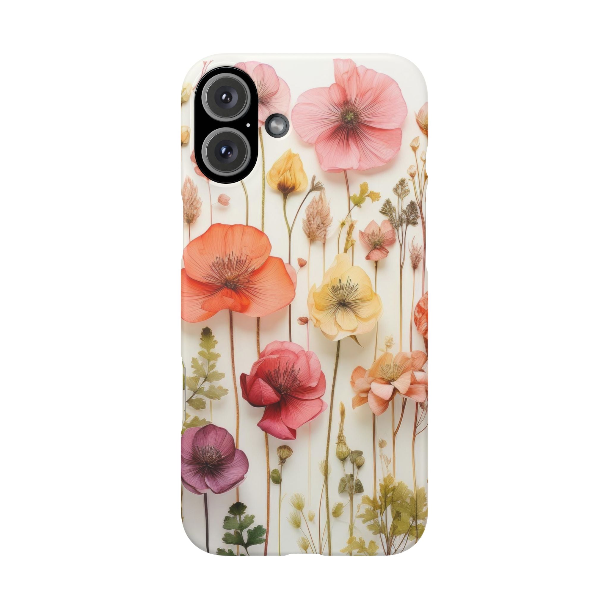 Pink Floral Pressed Flowers - Slim Case