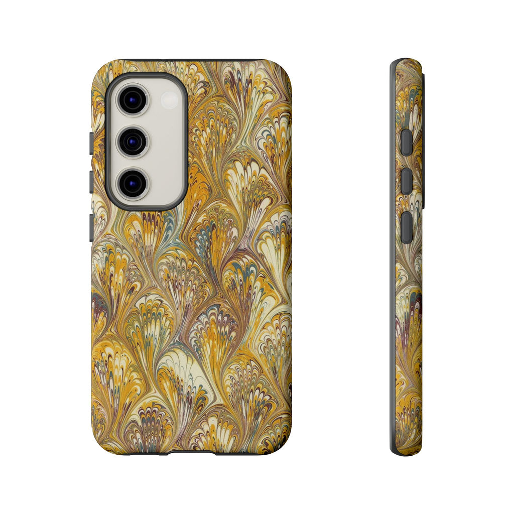 Golden Yellow Marbled Italian Phone Case - Dual Layer - Matte or Glossy