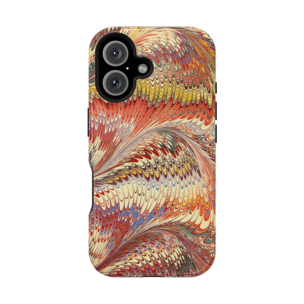 Rust + Gold Italian Marbled Design Magnetic MAG SAFE - Dual Layer Case - Glossy or Matte