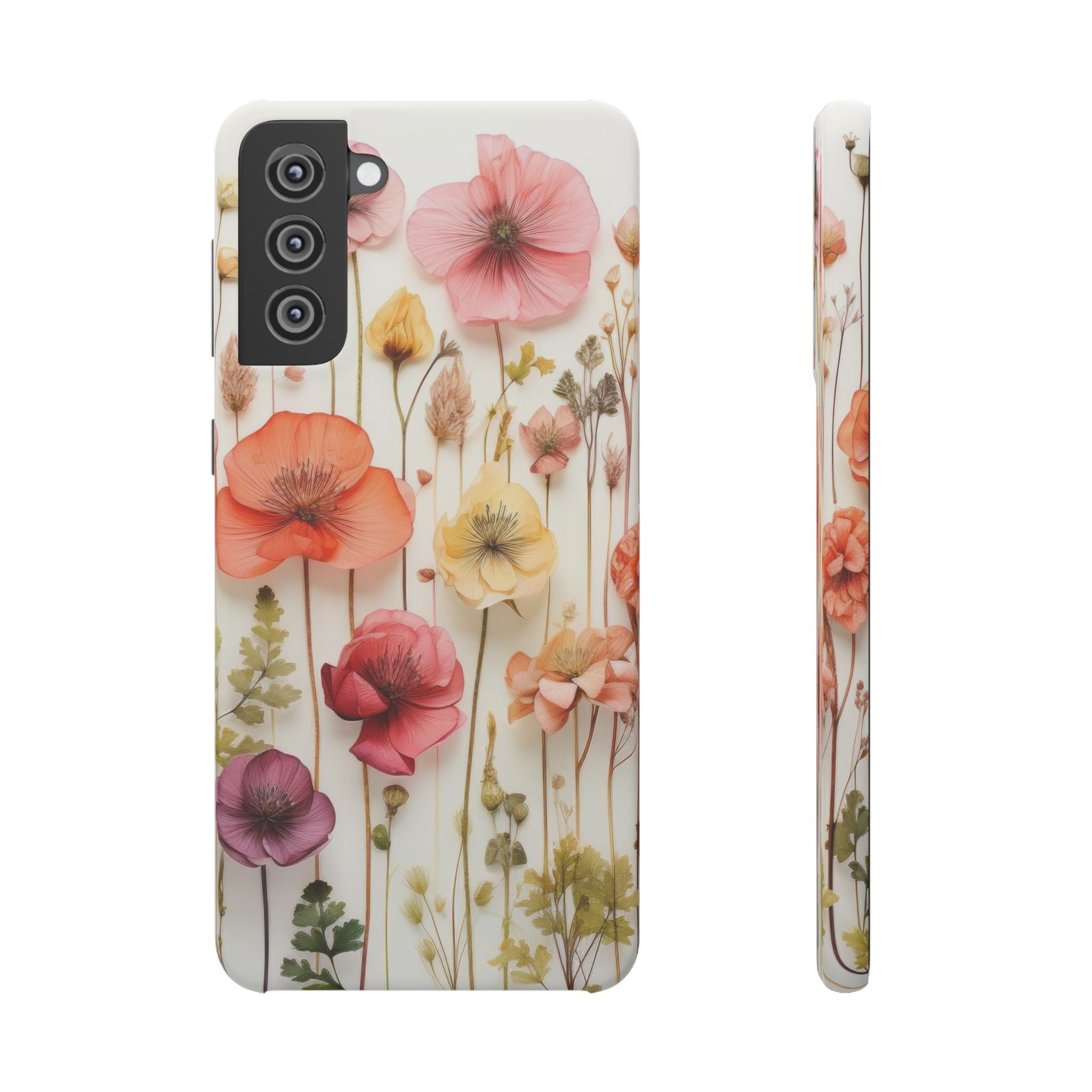 Pink Floral Pressed Flowers - Slim Case
