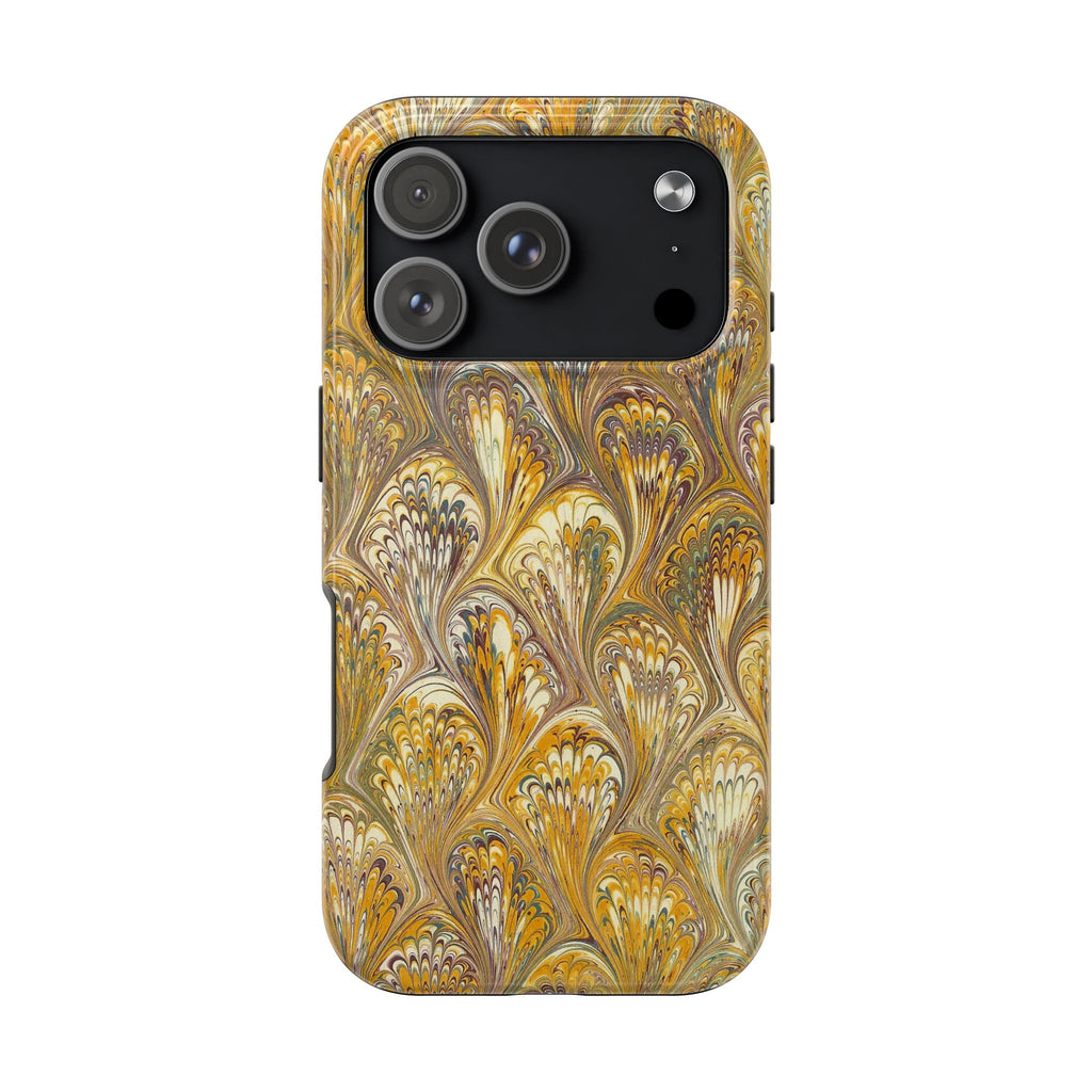Golden Yellow Florentine Flow Marbled Design Dual Layer Phone Case