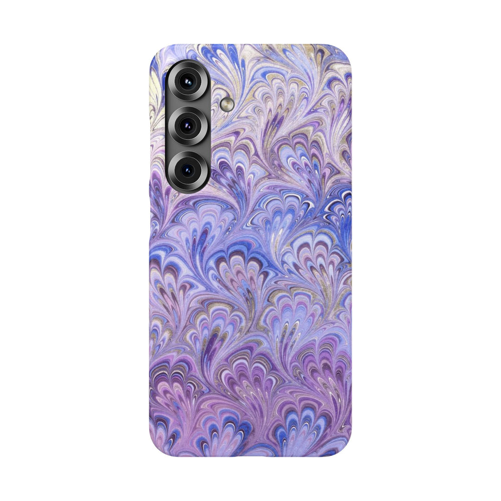 Marbled Feather Lavender + Purple Swirl - Single Layer Slim Phone Case
