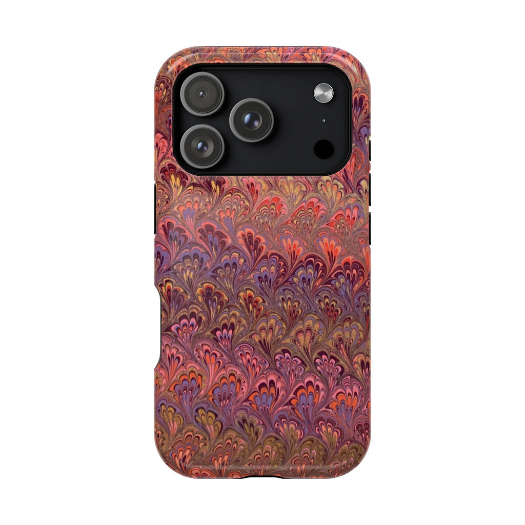 Red, Burgundy, Lavender, and Gold - Mag Safe Marble iPhone Case - Impact-Resistant Dual Layer