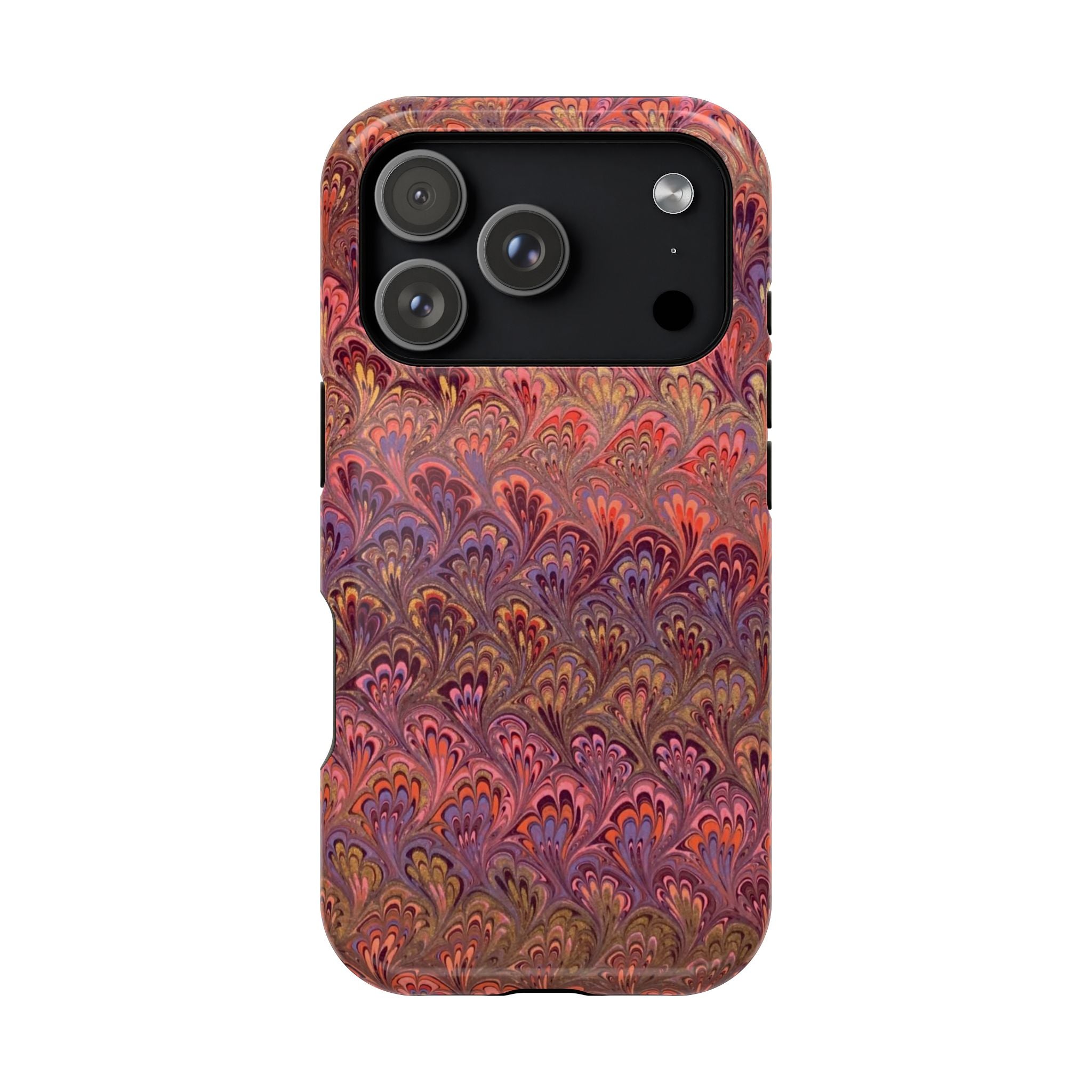 Red, Burgundy, Lavender, and Gold - Mag Safe Marble iPhone Case - Impact-Resistant Dual Layer