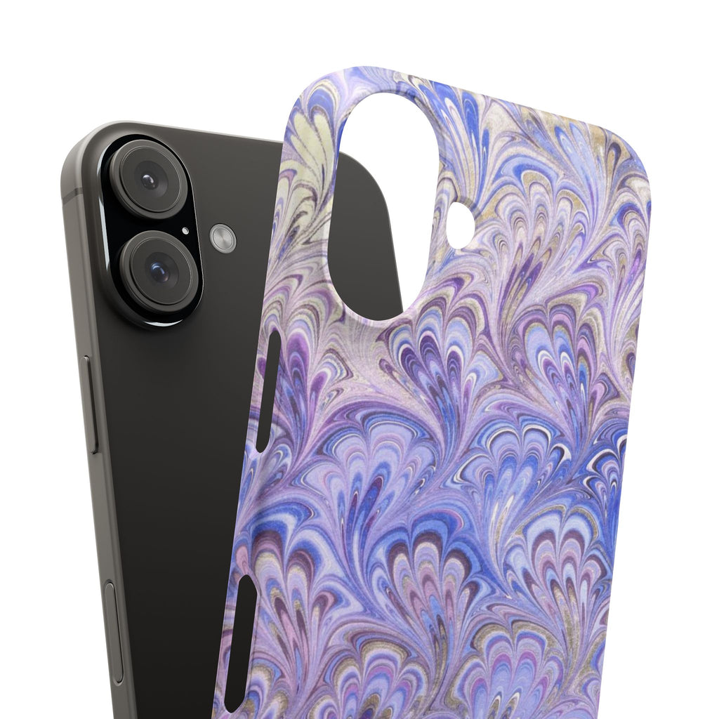 Marbled Feather Lavender + Purple Swirl - Single Layer Slim Phone Case