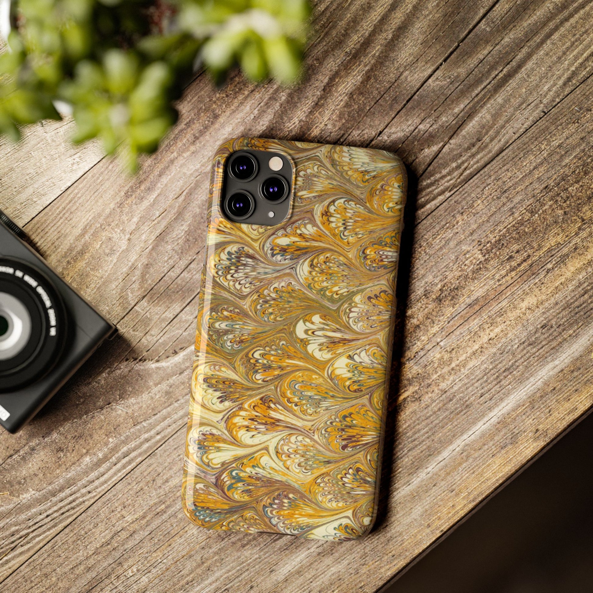 Golden Yellow Italian Marbled Designed, Slim Phone Cases, Case-Mate