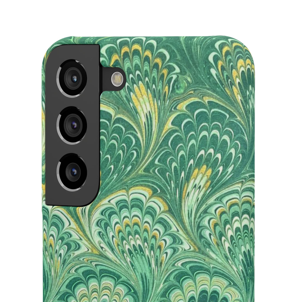 Marbled Feather Green Swirl - Single Layer Slim Phone Case