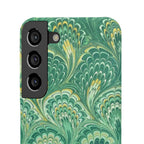 Marbled Feather Green Swirl - Single Layer Slim Phone Case