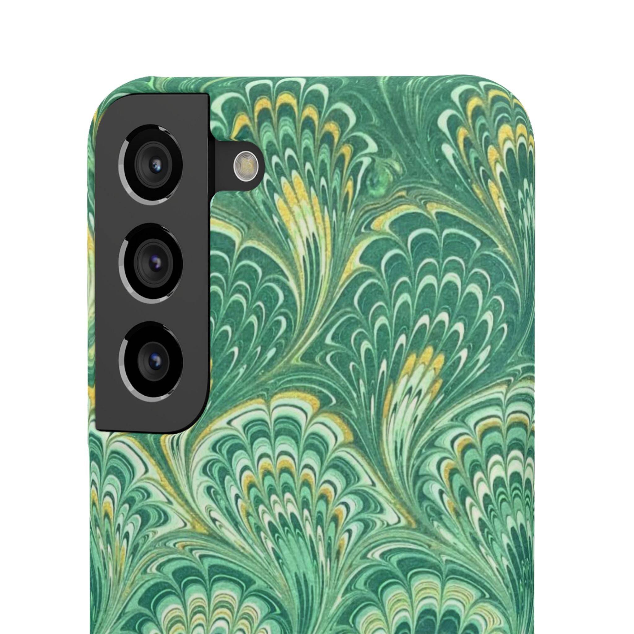 Marbled Feather Green Swirl - Single Layer Slim Phone Case