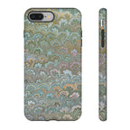 Blue and Green Feather Marbled Phone Case — Dual Layer - Tough Protective Phone Cover