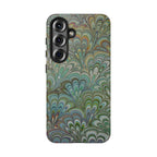 Green Marbled Peacock Durable Phone Case - Matte or Glossy