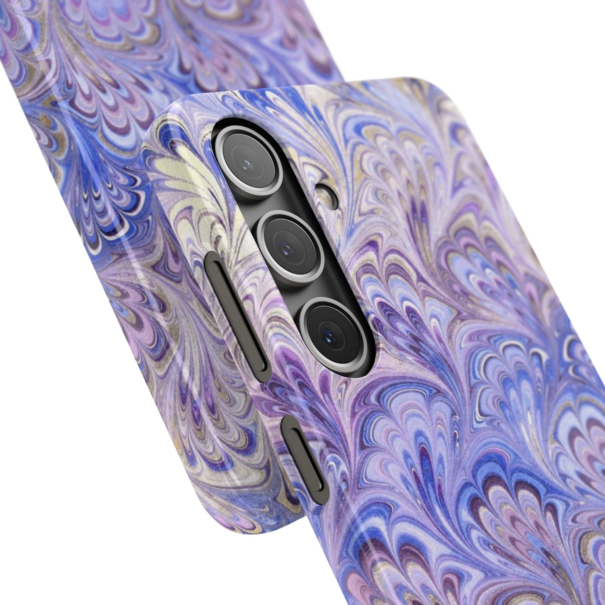 Marbled Feather Lavender + Purple Swirl - Single Layer Slim Phone Case