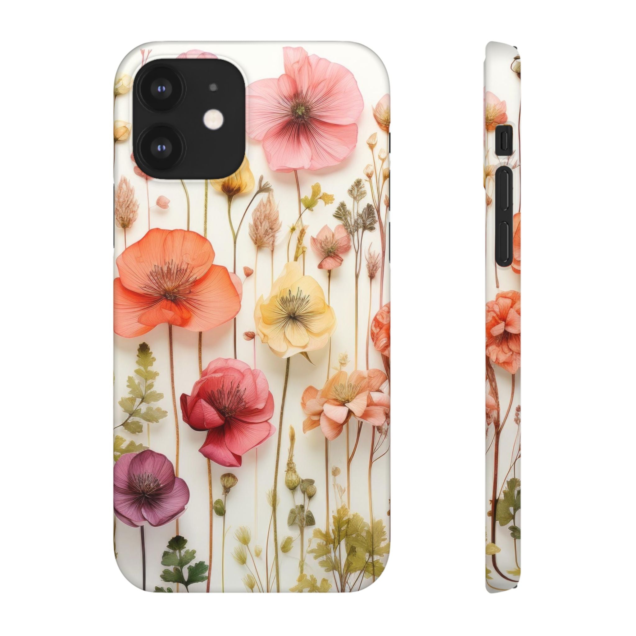 Pink Floral Pressed Flowers - Slim Case